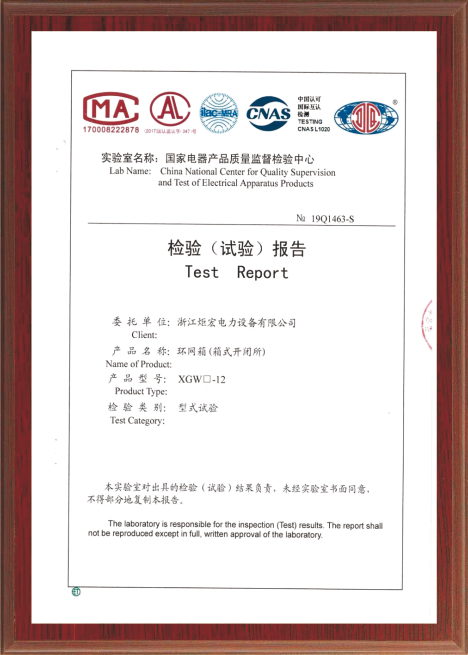 環(huán)網(wǎng)箱(箱式開閉所) xGWO-12 檢驗(yàn)（試驗(yàn)）報(bào)告Test Report